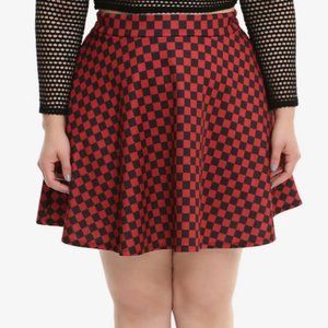 Black and Red Checkered Skirt